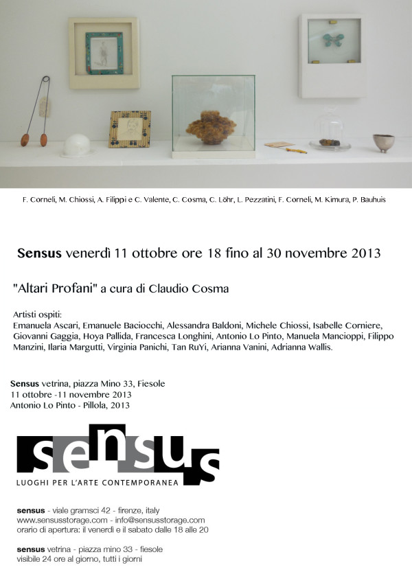 Sensus - Altari Profani - Mostra collettiva con Jeanne Isabelle Cornière
